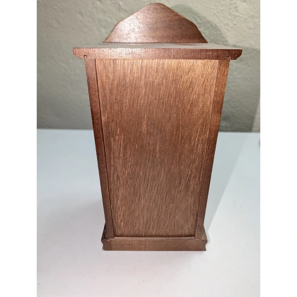 Vintage‎ Wooden Jewelry Cabinet Necklace Ring Etched Glass & Mirror